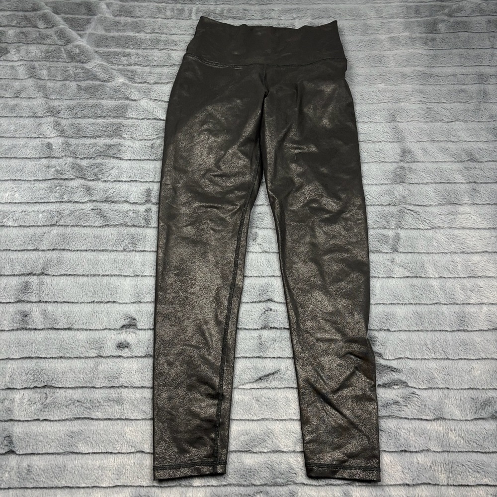 OFFLINE by Aerie Womens Black Crackle Metallic High Waisted Leggings Medium